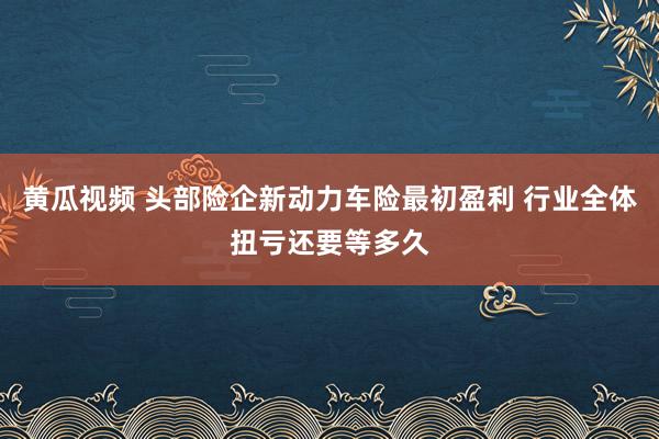 黄瓜视频 头部险企新动力车险最初盈利 行业全体扭亏还要等多久